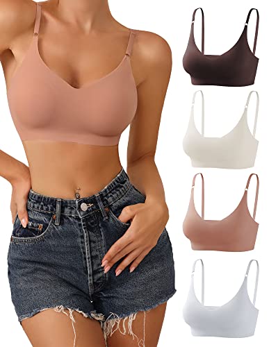 DEANGELMON 4 Pieces V Neck Bralettes Padded Seamless Adjustable Straps –  lookingGLASS Lifestyle