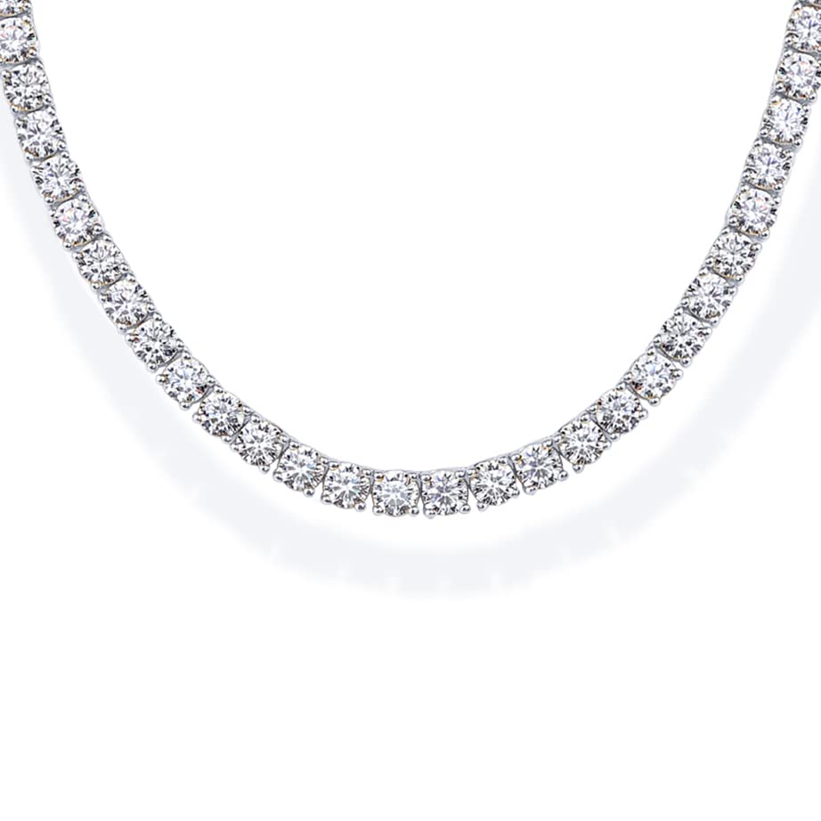 PAVOI Rhodium Plated 3mm Simulated Diamond Tennis Necklace for