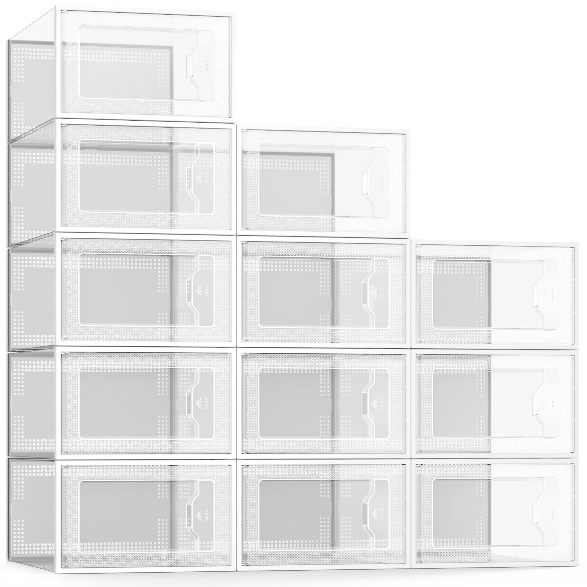 SEE SPRING Large 12 Pack Shoe Storage Box, Clear Plastic Stackable Sho –  lookingGLASS Lifestyle