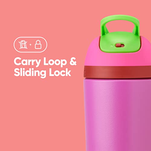  Owala Kids Flip Insulation Stainless Steel Water Bottle with  Straw, Locking Lid Water Bottle, Kids Water Bottle, Great for Travel, 14 Oz,  Pink and Orange: Home & Kitchen