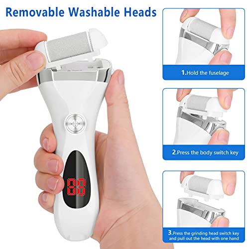 Electric Foot File Callus Remover for Feet Rechargeable Professional  Pedicure Tools Kit Wet & Dry Foot Scrubber Care with 4 Roller Heads 2 Speed  LCD Display for Dry Hard Cracked Heel Dead