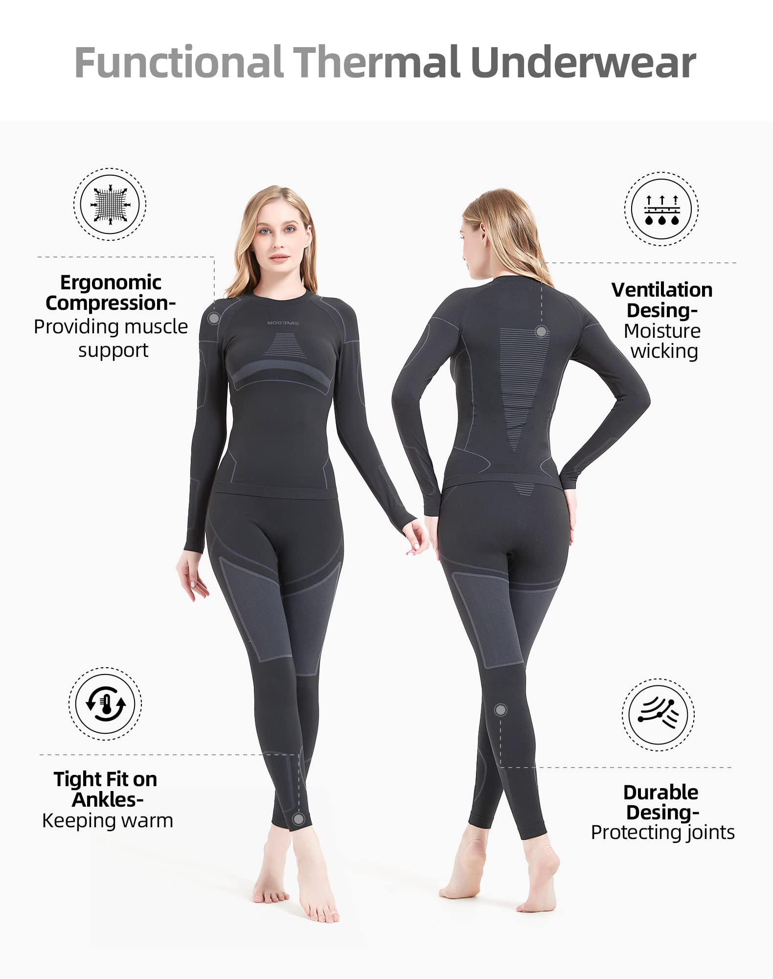 NOOYME Thermal Underwear for Women Long Johns for Women Base Layer Wo lookingGLASS Lifestyle